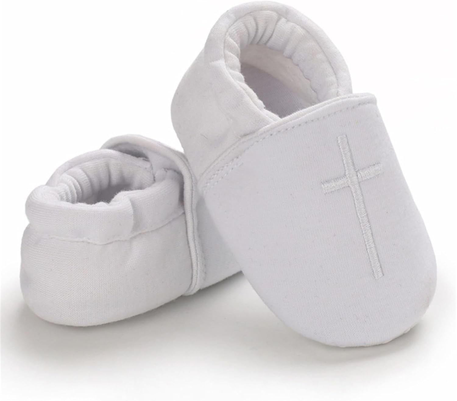 White Crossed Baptism Shoes for Babies
