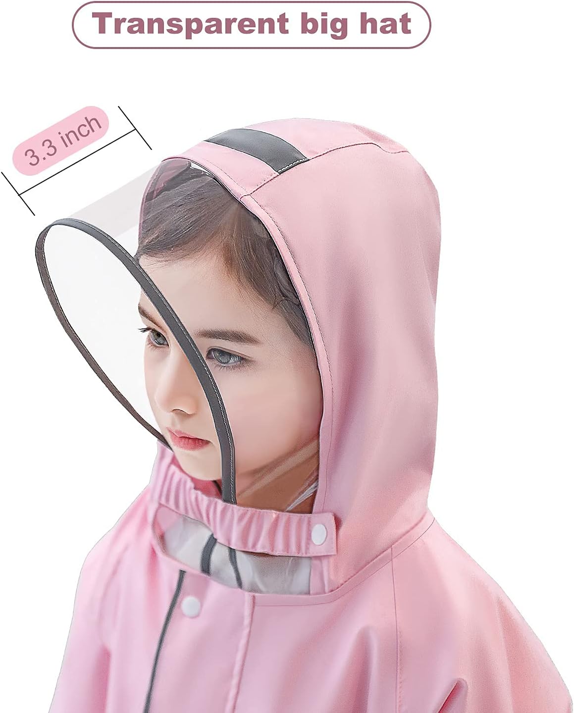 Kids Rain Jacket with Reflective Strips and Double Button Design