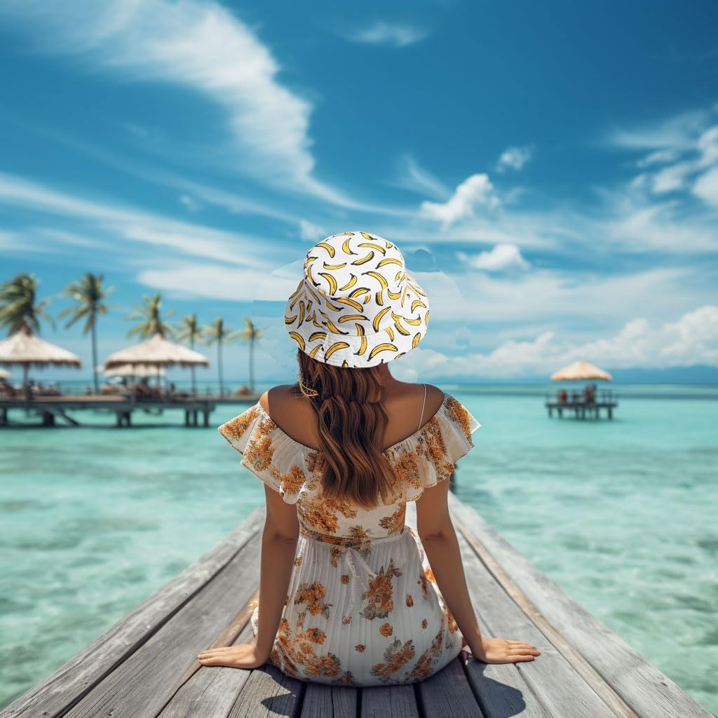 Fruit Print Bucket Hat Reversible Packable Sun Hat for Women Men