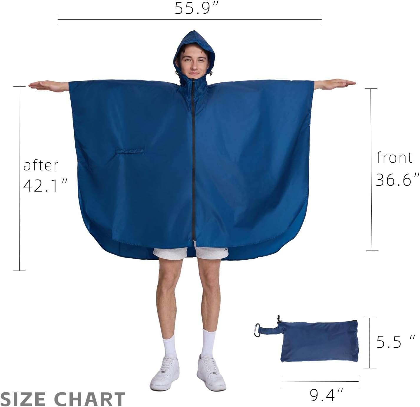 Catch rain with the Cloak - Mens raincoat with protection and portability