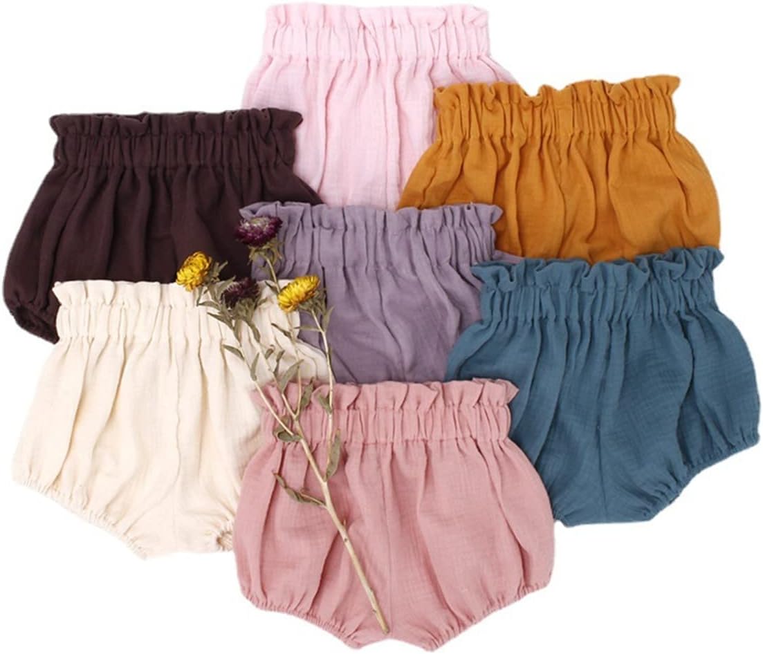 Cute Charts for Baby Girls - Elastic Waist Cotton Linen Blend Shorts