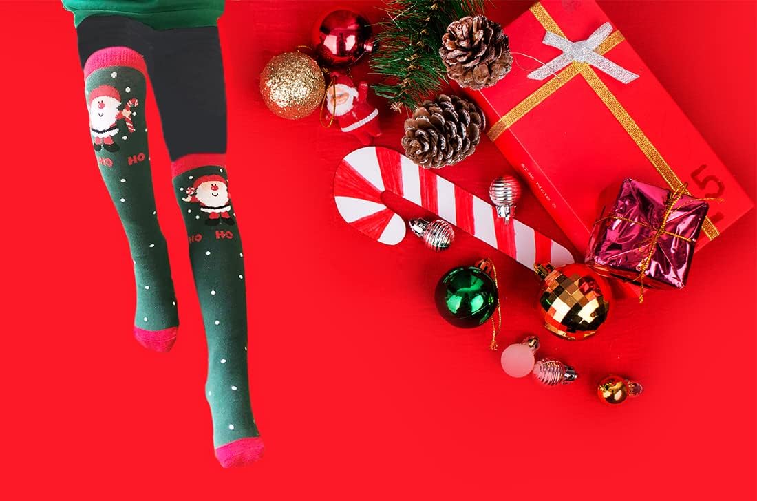 MarJunSep 3-13 Years Christmas Knee High Leak-Proof Socks