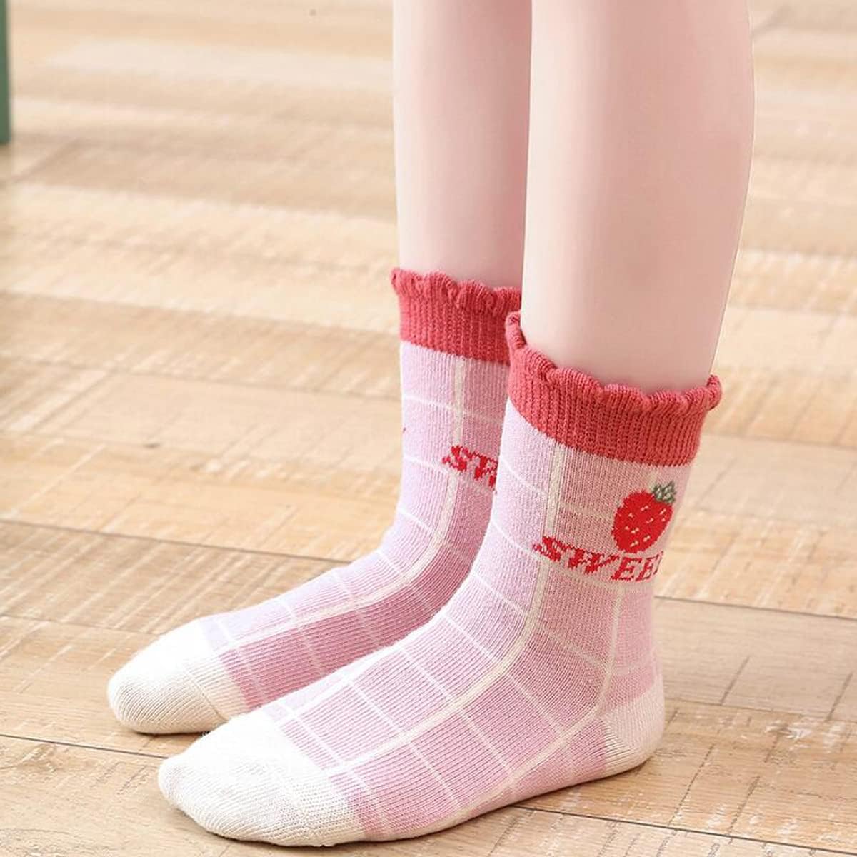 FZBNSRKO 5 Pairs Ruffle Frilly Crew Socks for Little Girls