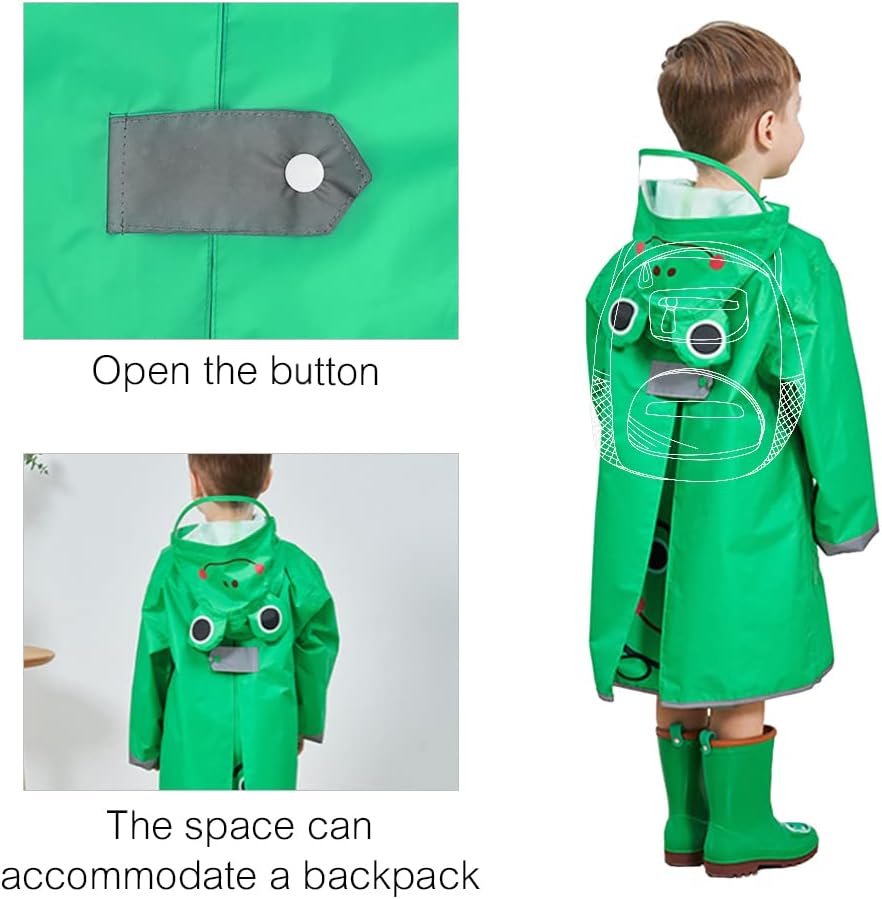 Fun 3D Cartoon Rain Poncho for Kids Waterproof and Hole-Free