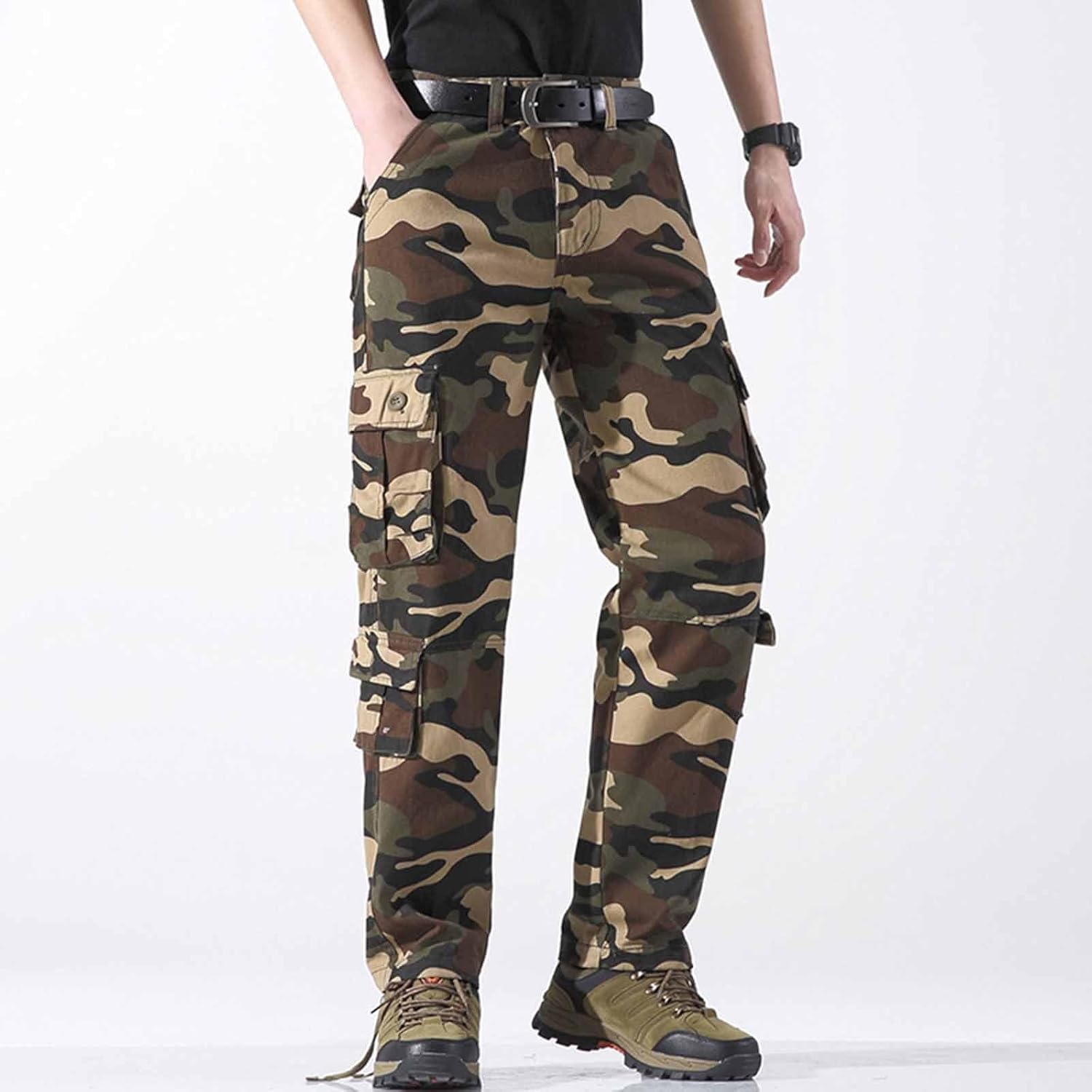 Slim Fit Camouflage Cargo Pants for Men - Functional Utility Pants
