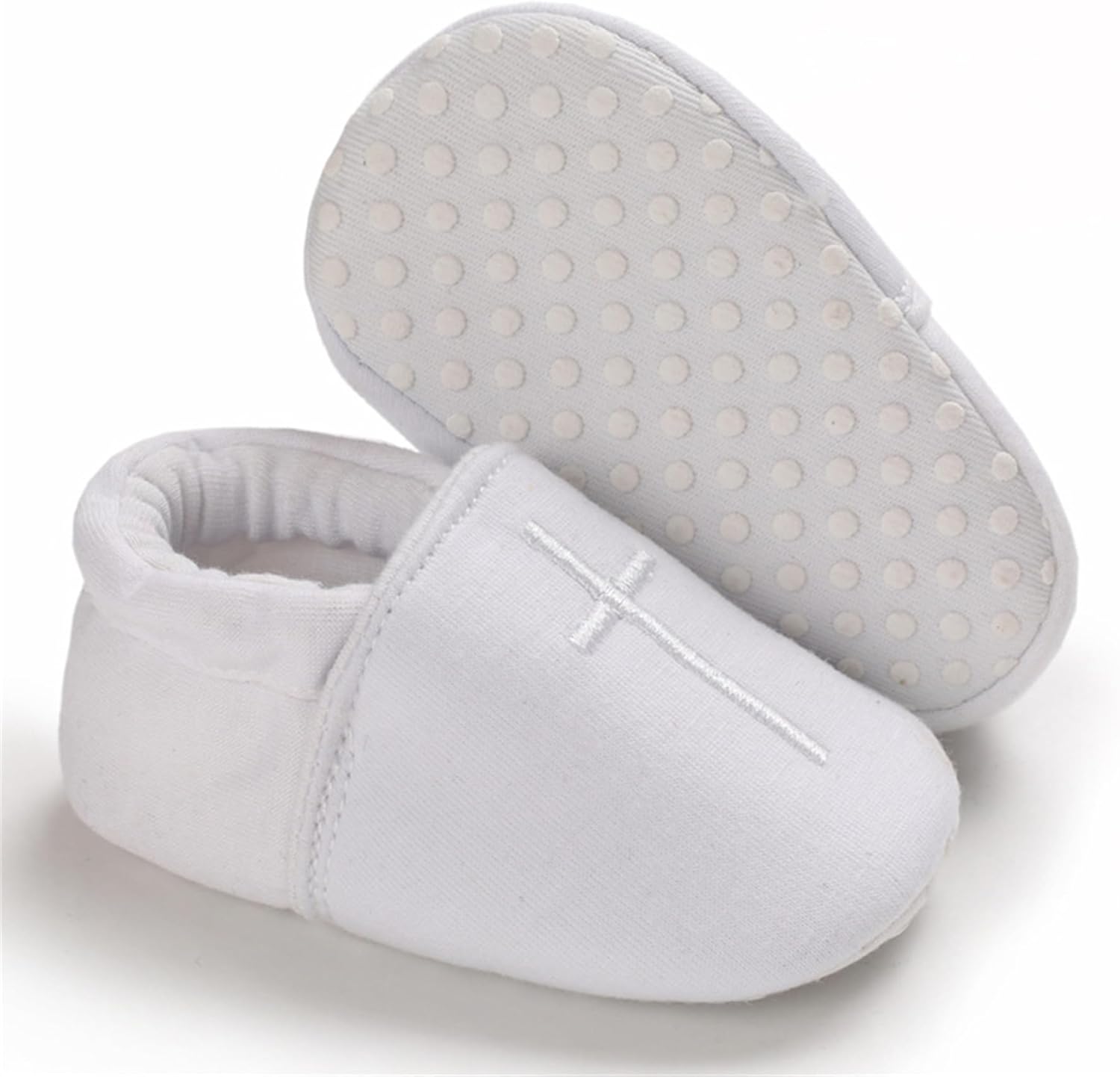 White Crossed Baptism Shoes for Babies