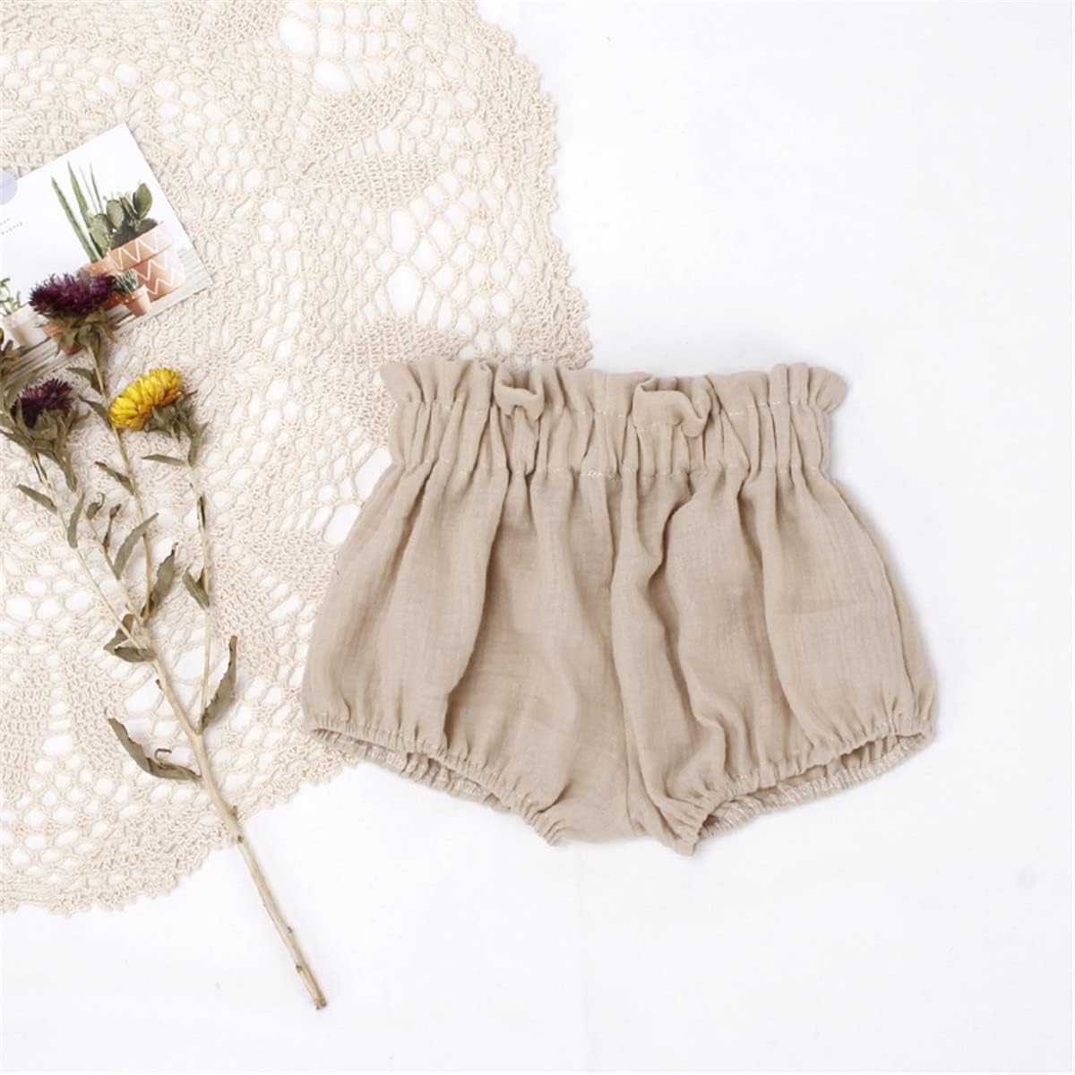 Cute Charts for Baby Girls - Elastic Waist Cotton Linen Blend Shorts