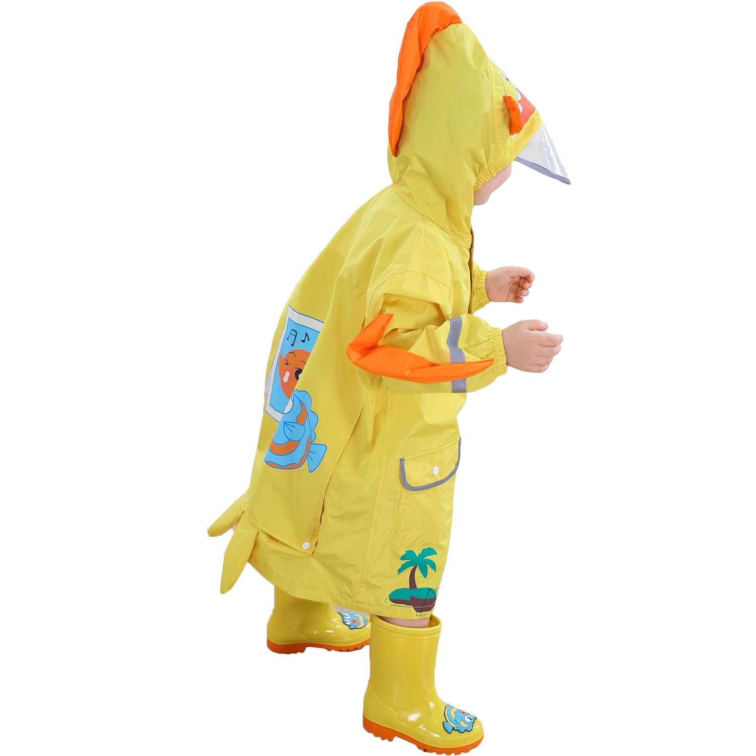 Fewlby Toddler Rain Jacket Cartoon Print