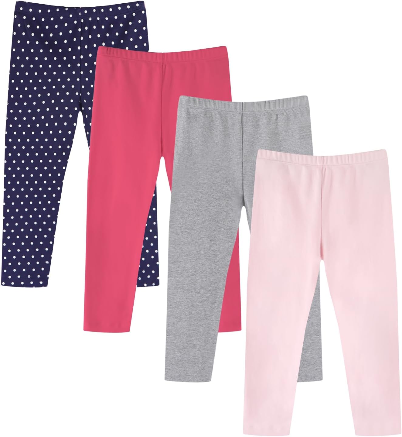 GLASH Kids Baby and Toddler Girls 4-Pack Cotton Leggings