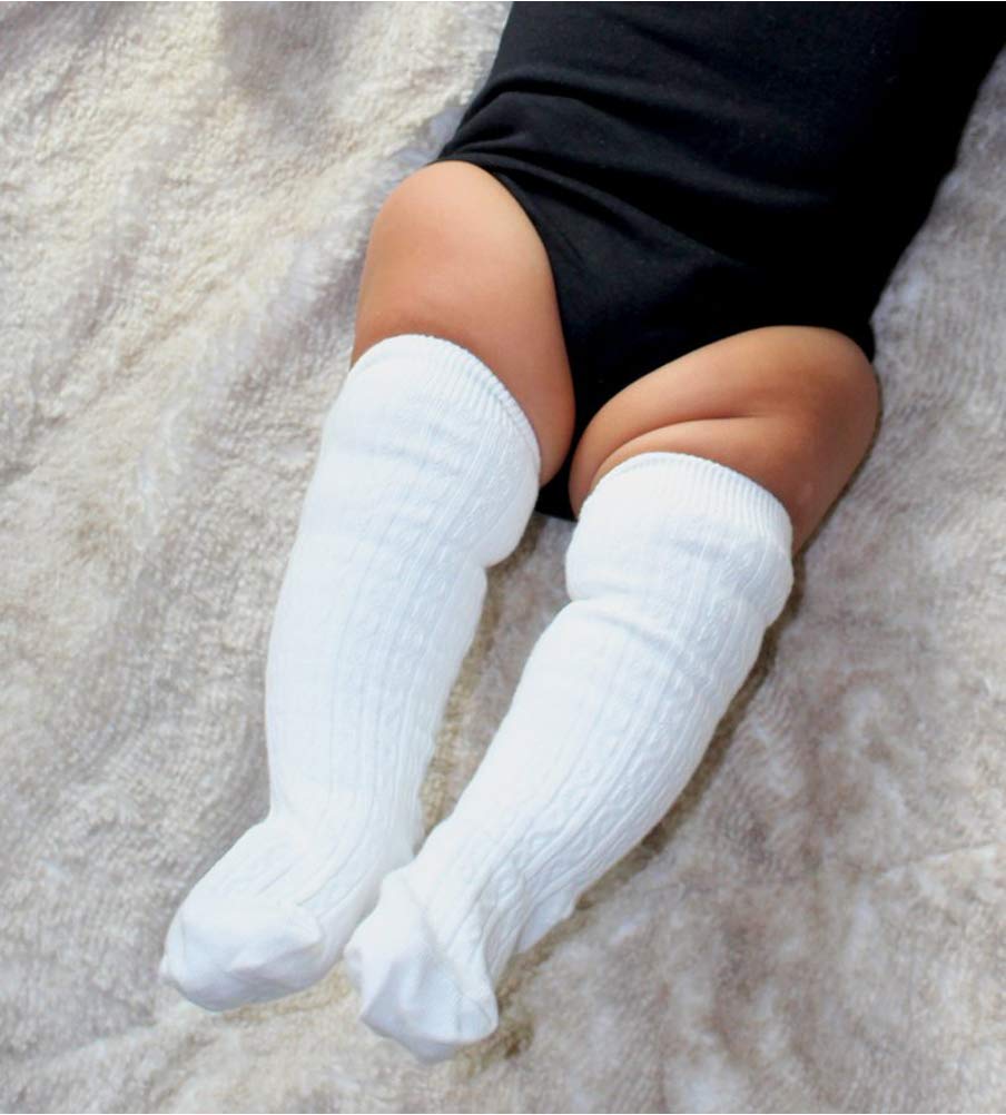 Yenzat Toddler Knee High Socks 3 Pairs 4T-5T White