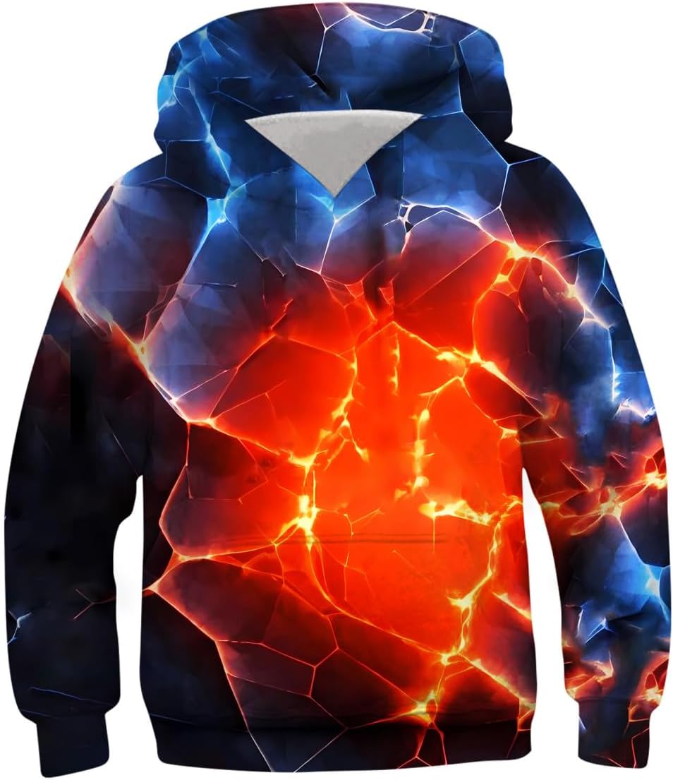 AIDEAONE Boys Girls 3D Print Casual Pullover Hoodies Hooded Sweatshirts with Pockets