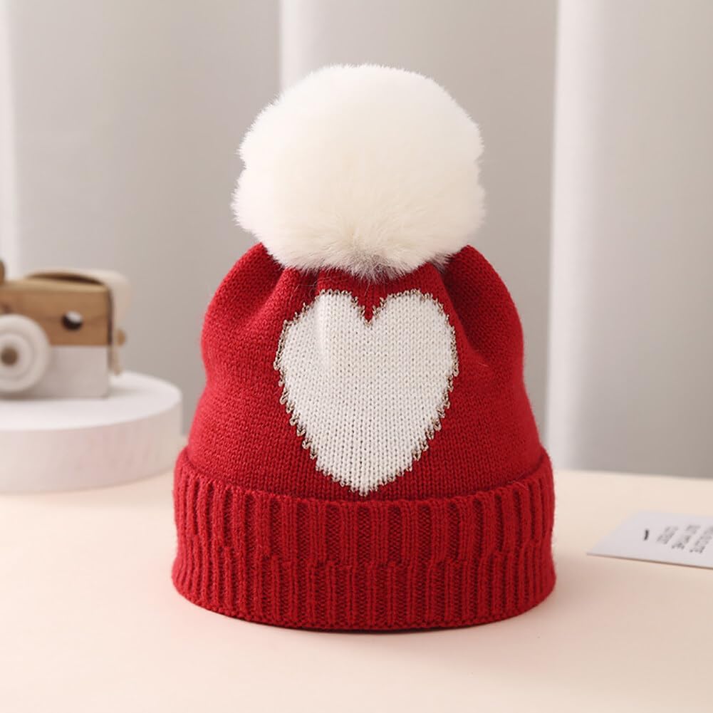Surakey Baby Knitted Hat with Pompom Winter Beanie