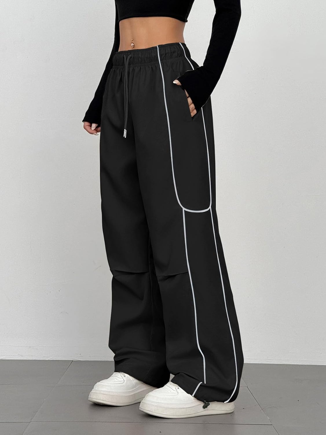 ZAFUL Womens Parachute Sweatpants Y2K Design with Pockets Unique Streetwear for Women