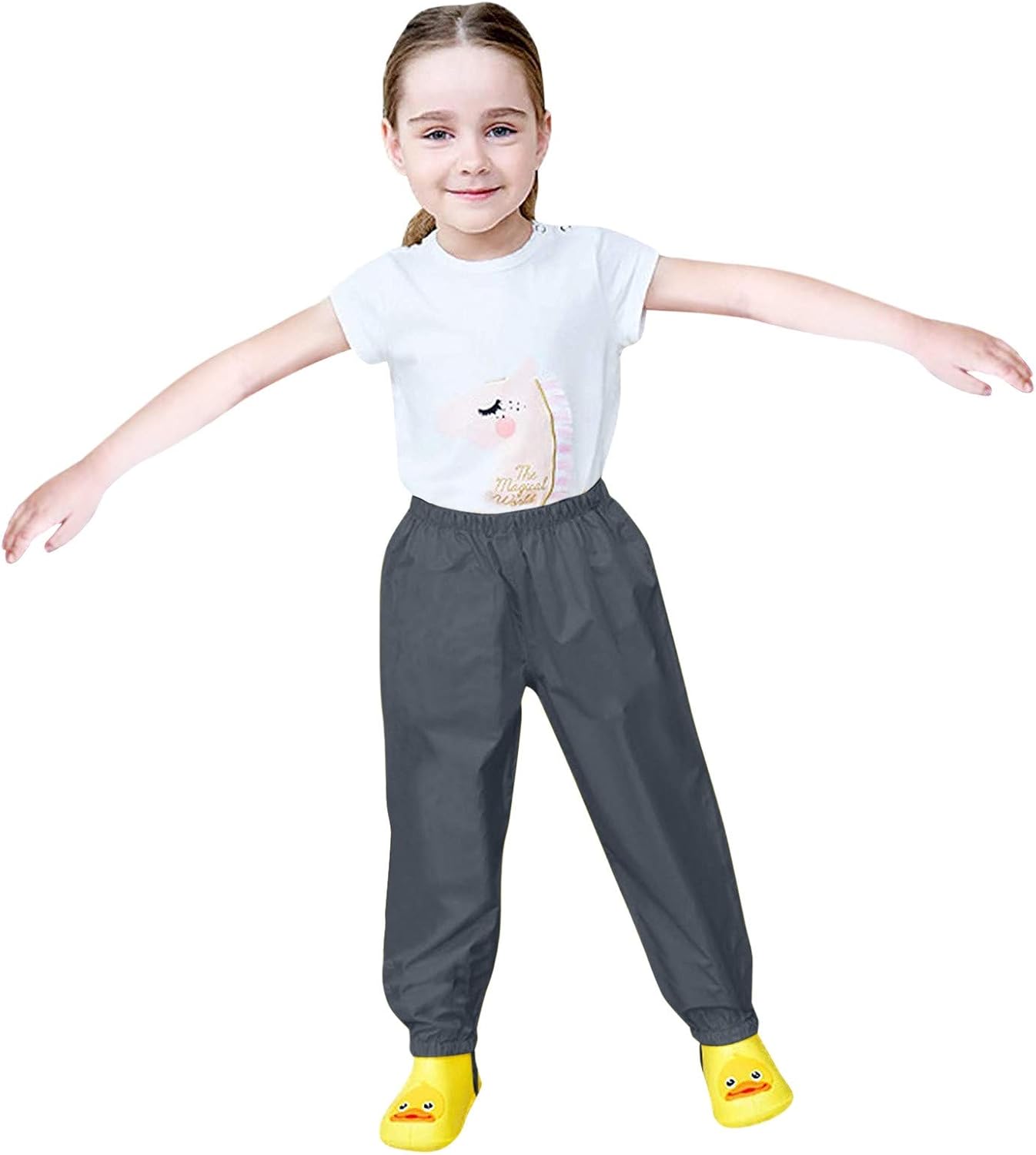 RNTOP Kids Waterproof Toddler Rain Pants Black 3-4