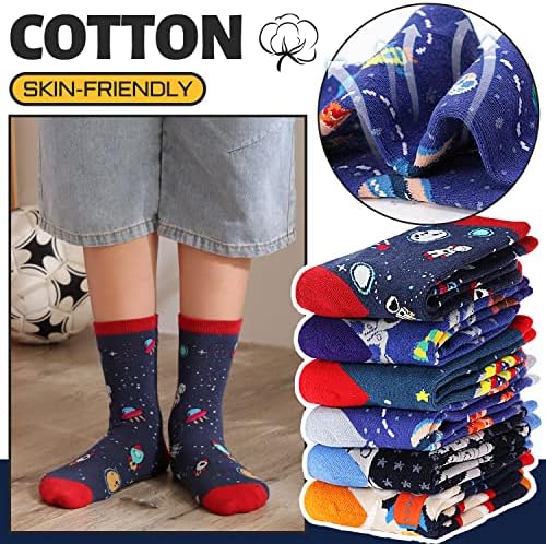 Anlisim Boys Kids 6 Pairs Cotton Socks Spandex Novelty Dinosaur Socks