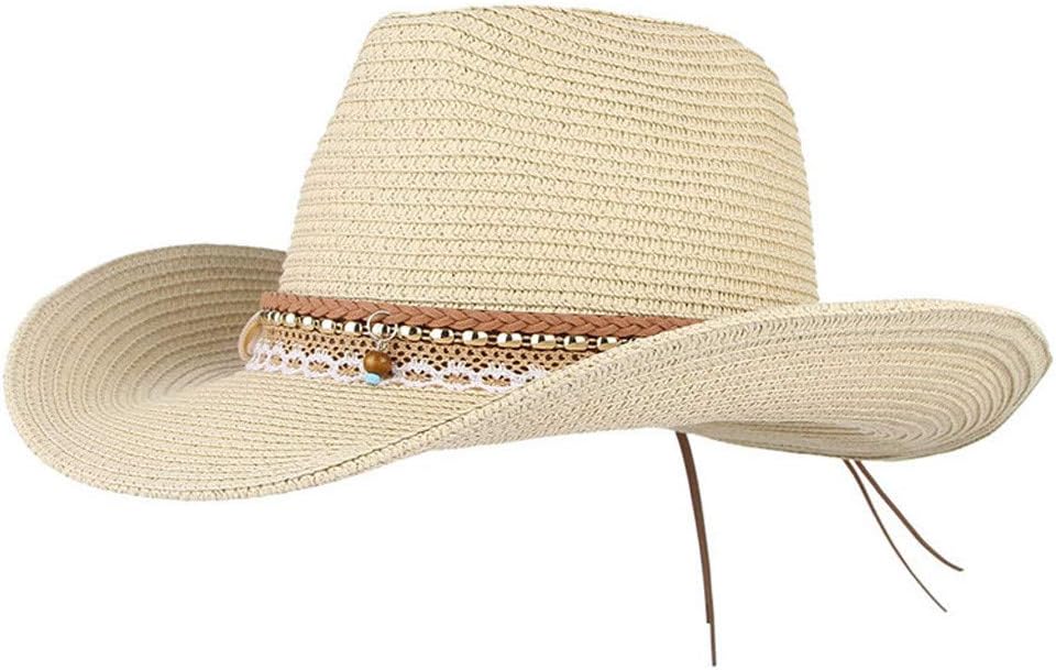 Straw Cowboy Hat for Men Women Wide Brim Western Style Sun Hat