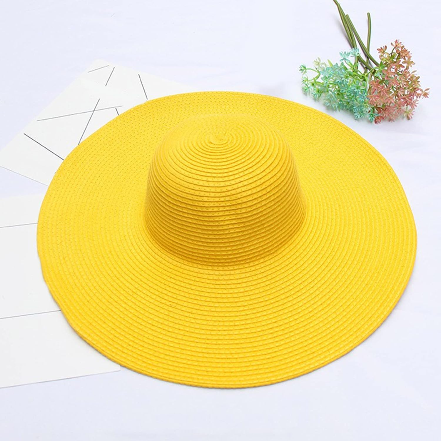 Womens Wide Brim Straw Sun Hat