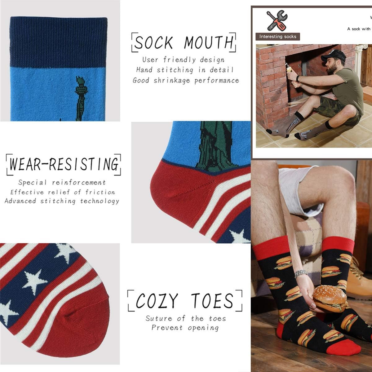 Trendy Mens Funny Pattern Dress Socks
