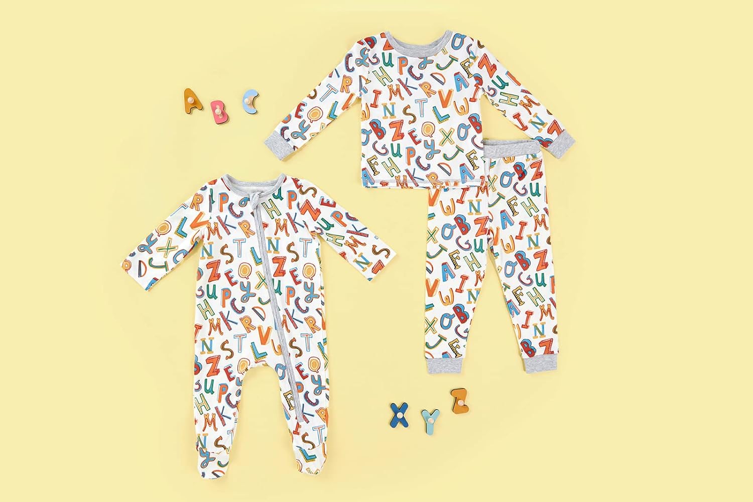 Mud Pie Baby Twins Alphabet Robe Set