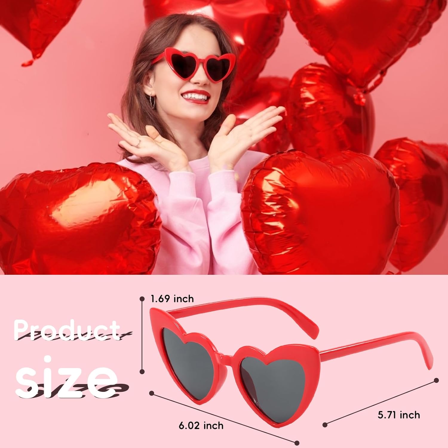 YKYOBFA Heart Sunglasses Set - 3PCS