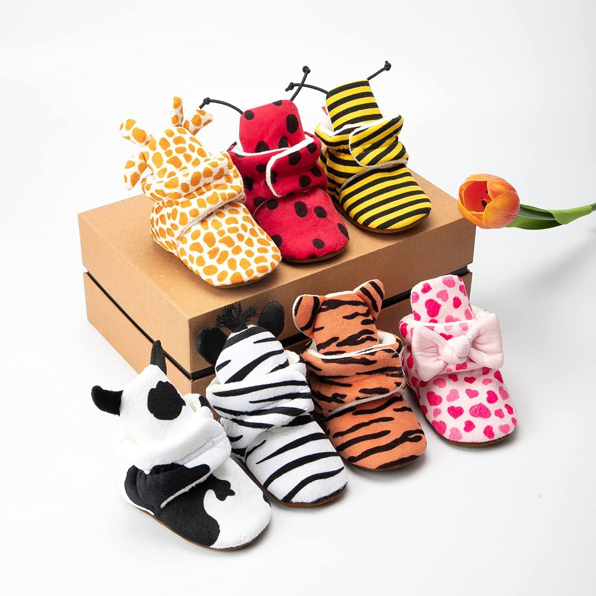 Ohsofy Winter Soft Booties for Babies Non-Slip Warm Hook Loop