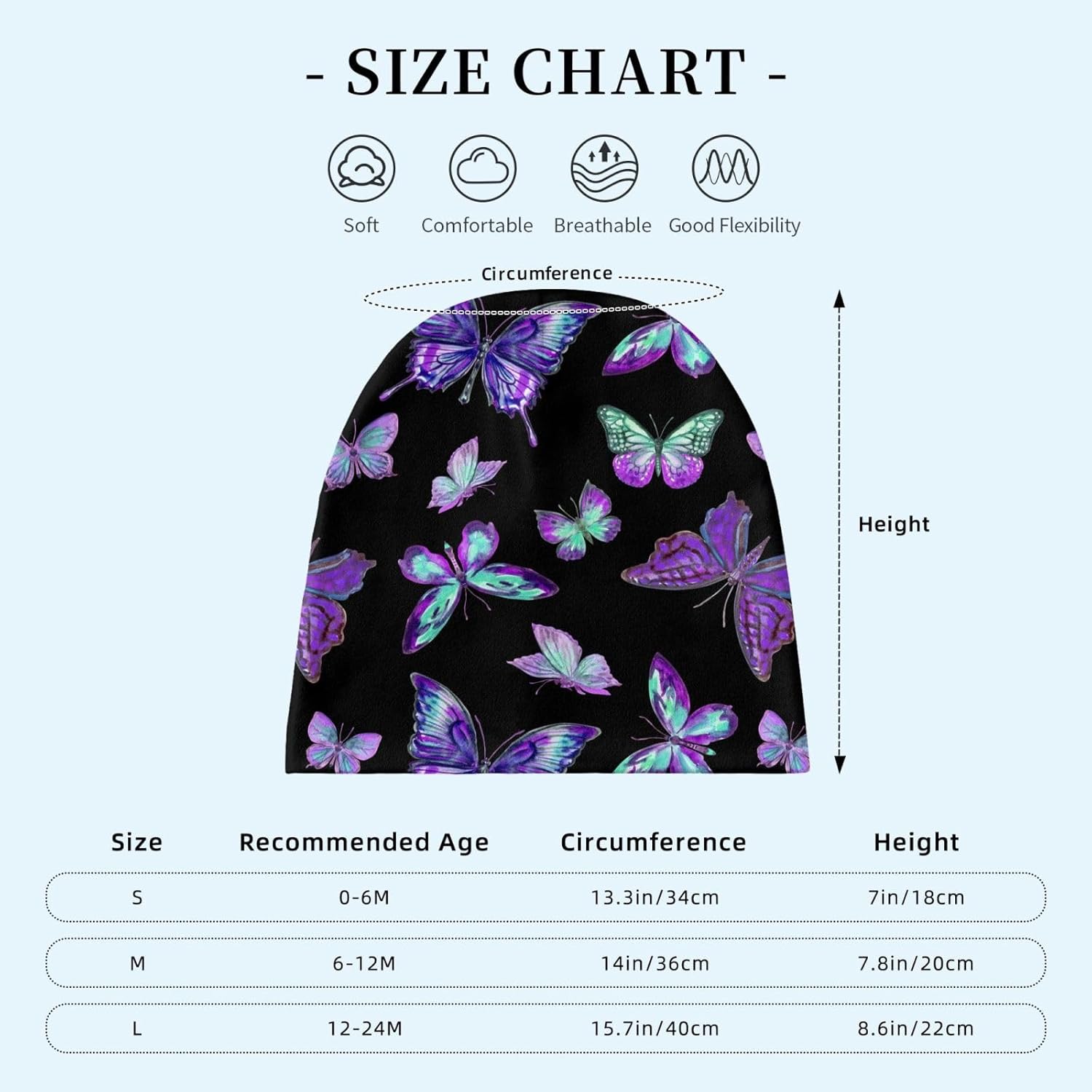 Butterfly Kids Beanie Hats Warm Knit Cap