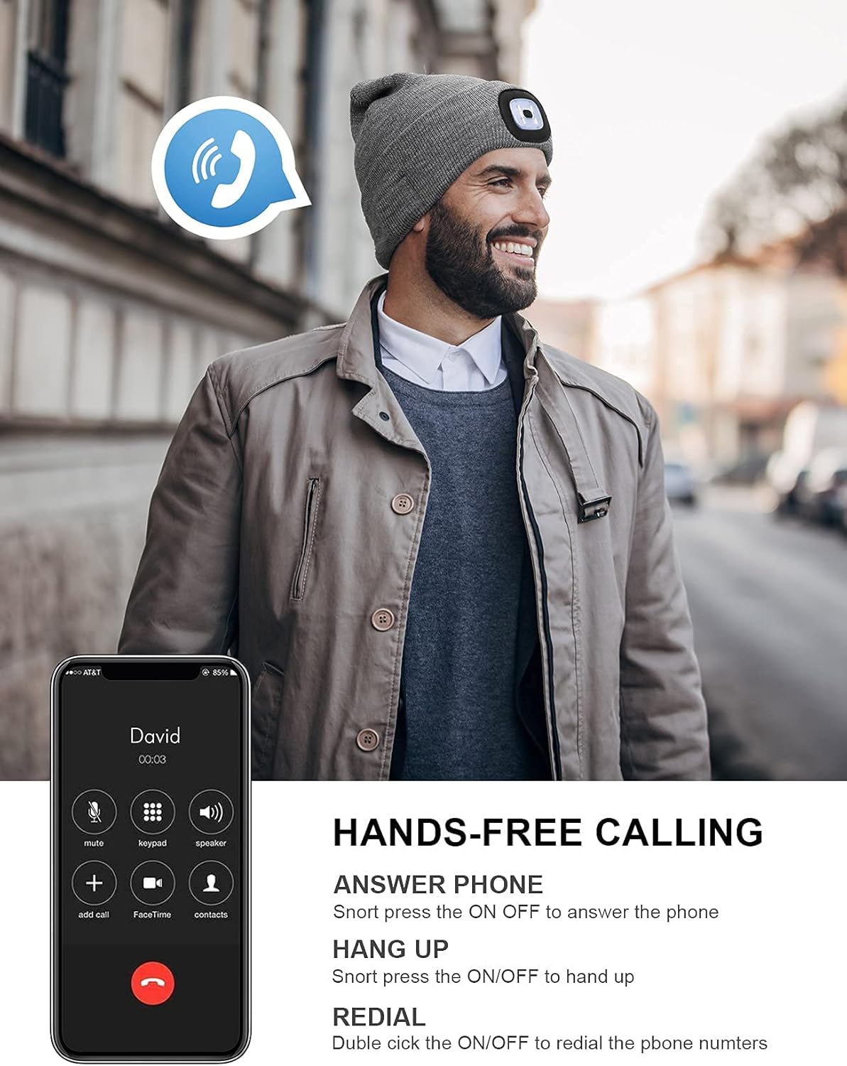 Wmcaps 3-in-1 Bluetooth Beanie with LED and Calls
