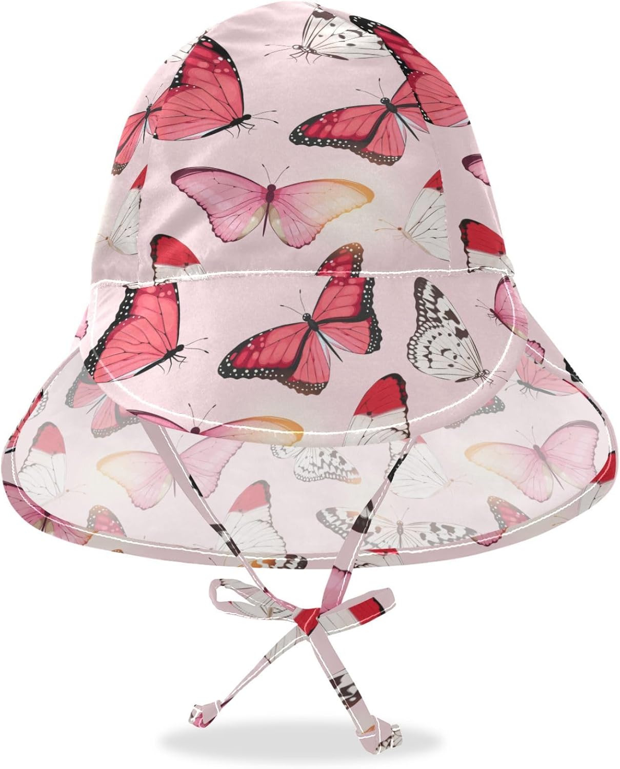 Tropical Butterfly Toddler Sun Hat Pink White