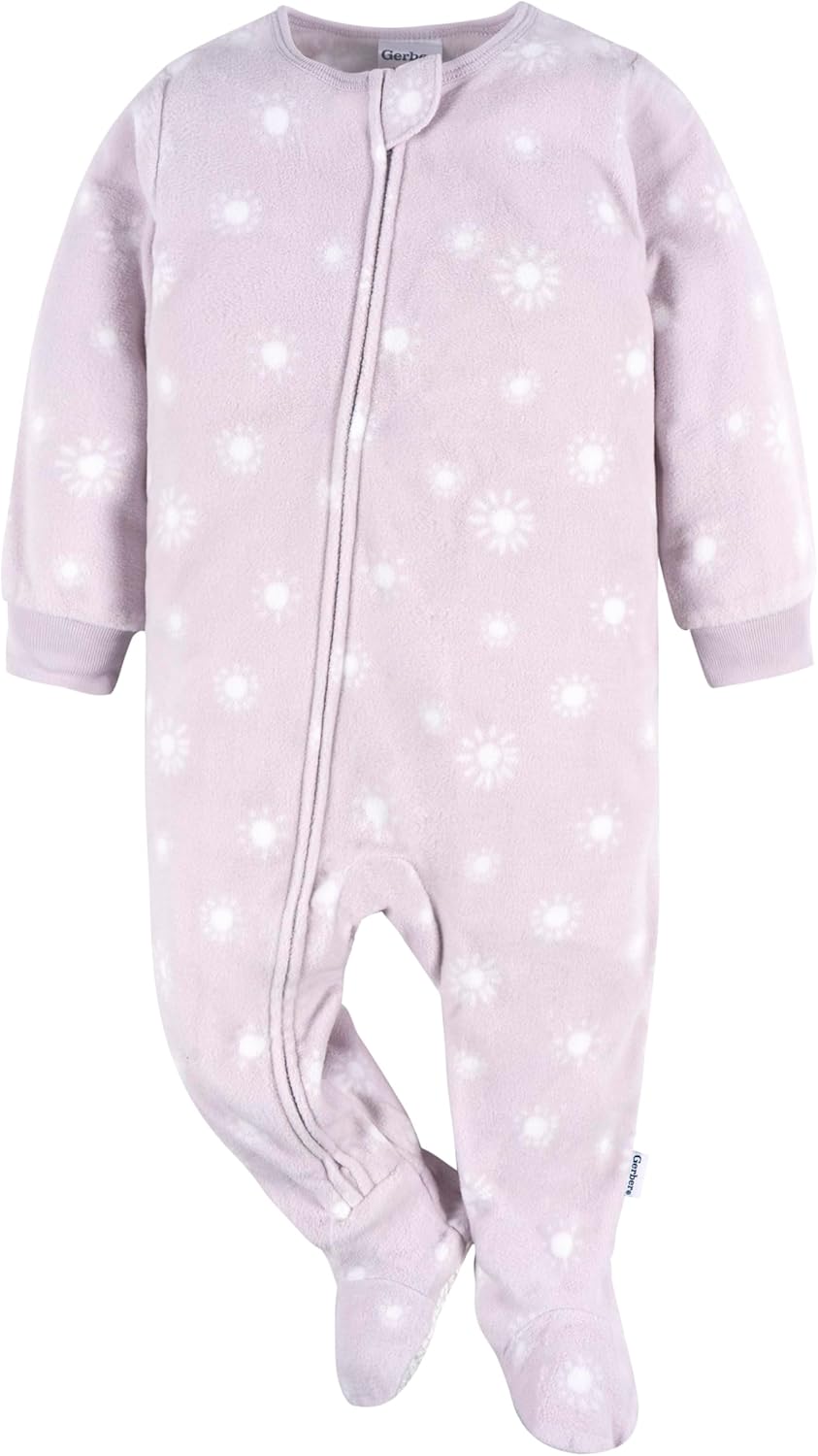 Gerber Baby Girls Toddler Loose Fit Flame Resistant Fleece Footed Pajamas 2-Pack