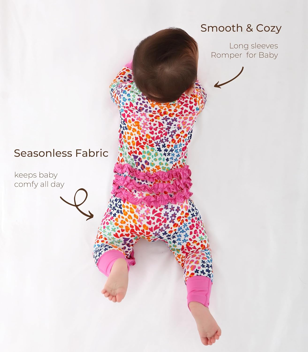 DREAMHALO Baby Girl Romper - Bamboo Viscose 2-Way Zipper