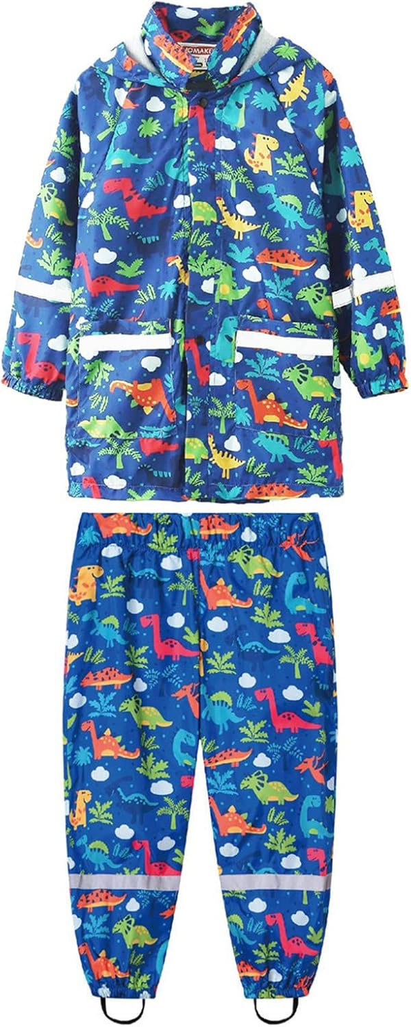 Kids Rainbow Cartoon Animal Print Cute Overalls and Jacket - Waterproof