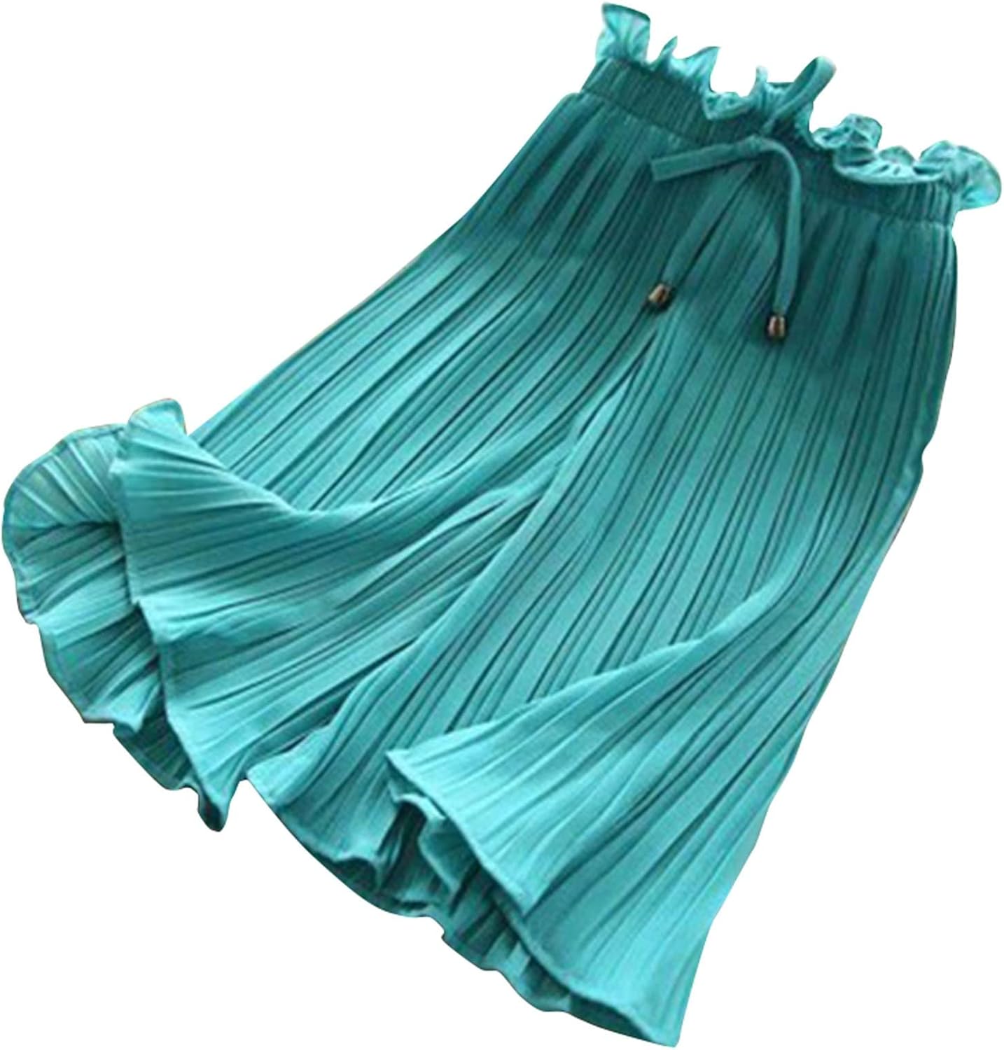 Baby Little Girls Soft Cotton Flowy Wide Leg Ruffled Pants