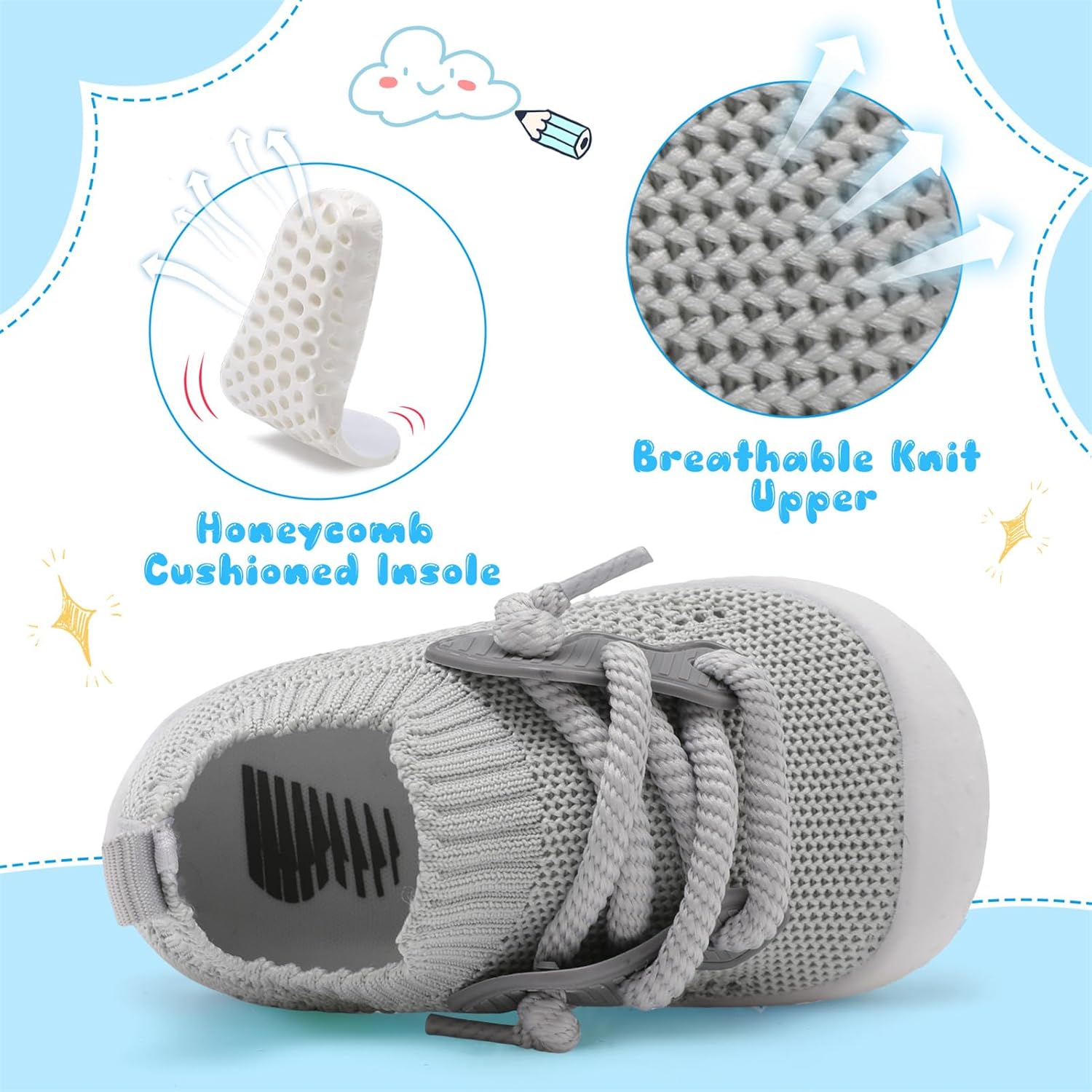 Barerun Baby Walk Shoes Soft Supportive Non-Slip