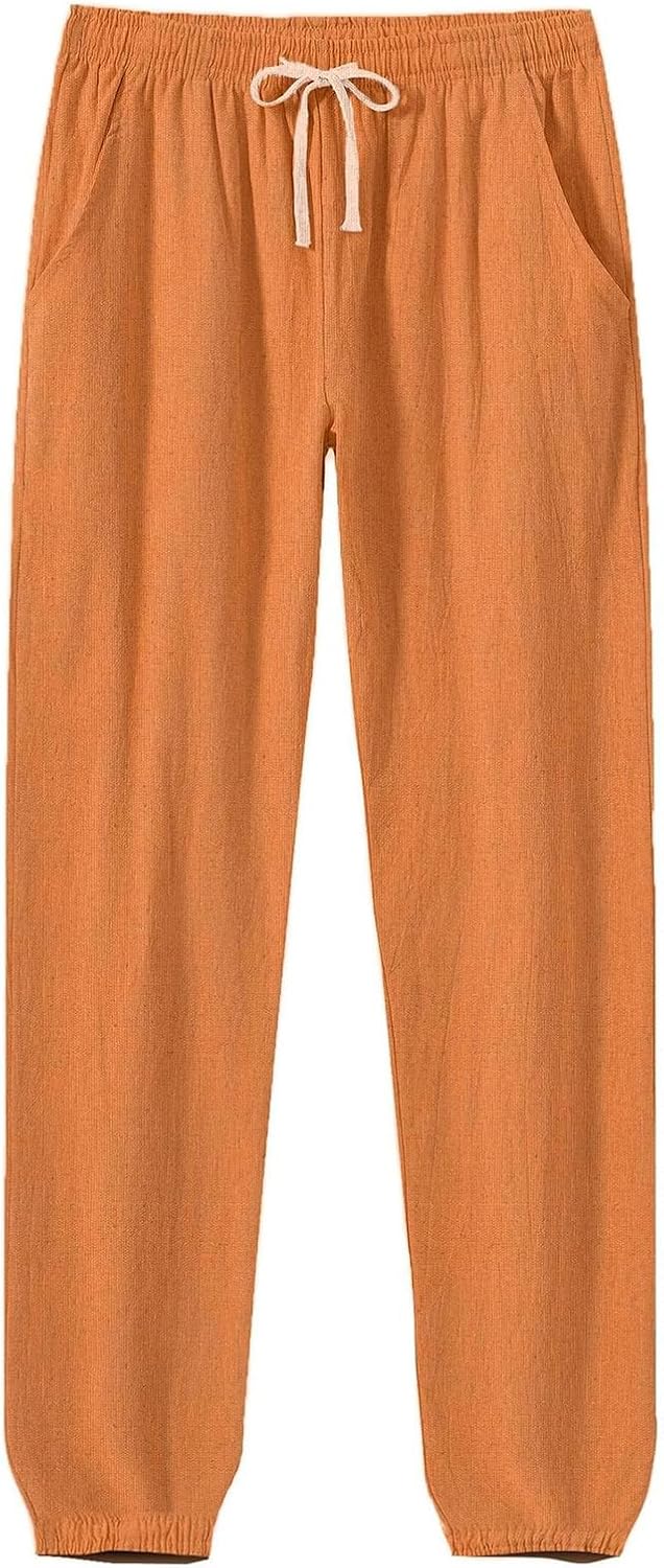 WENKOMG1 Ankle-Length Cotton Linen Pants