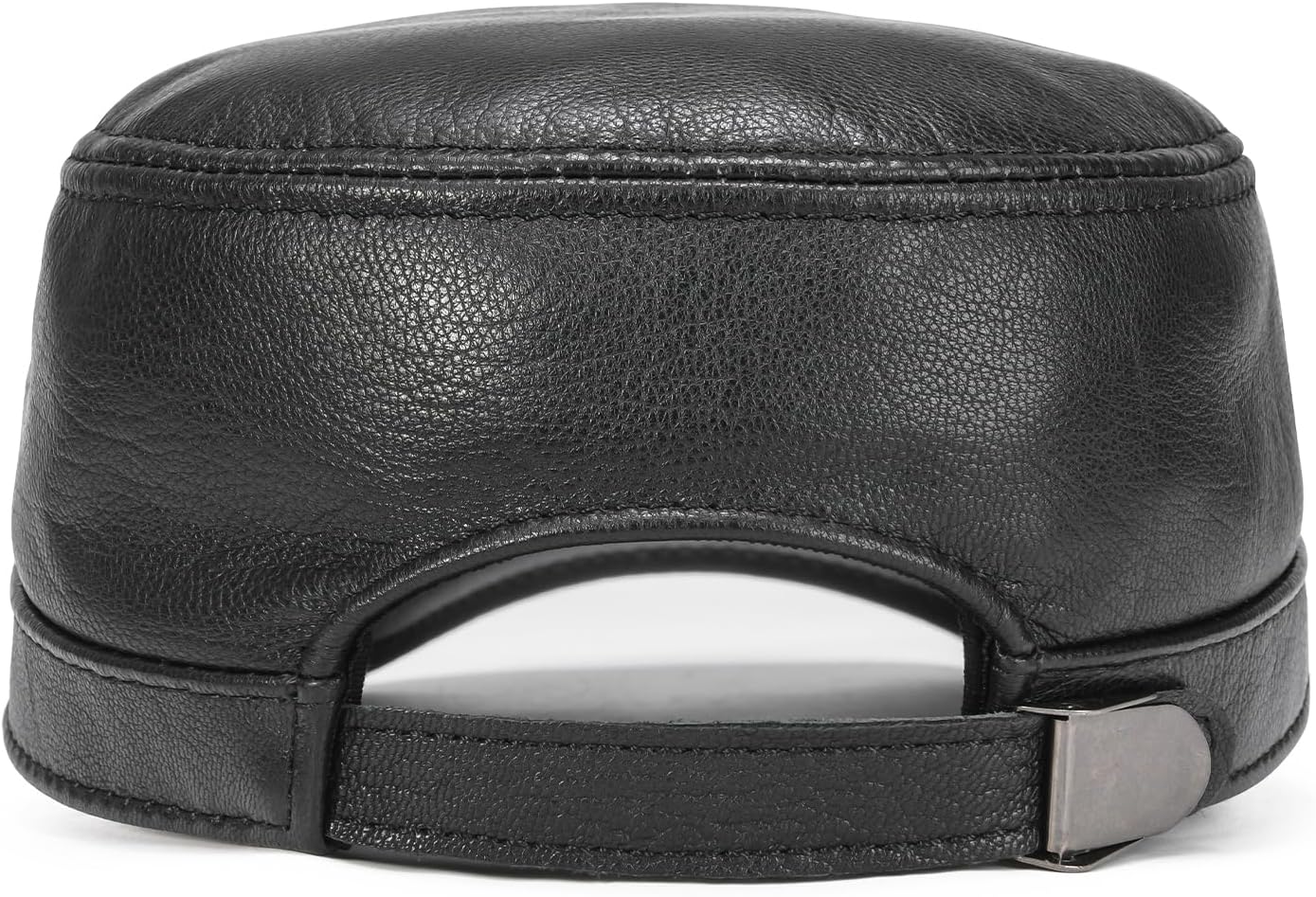 Leather Cadet Army Cap Flat-Top Newsboy Cap for Men
