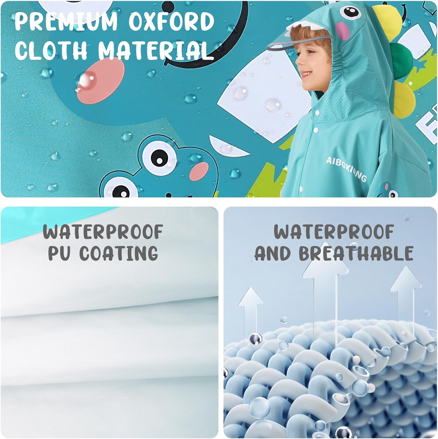 Durable Waterproof Rain Poncho for Kids