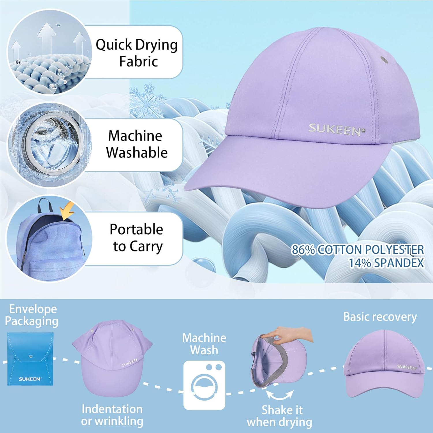 Sukeen Kids Sun Hat Lightweight Breathable UPF50 Protection for Baseball