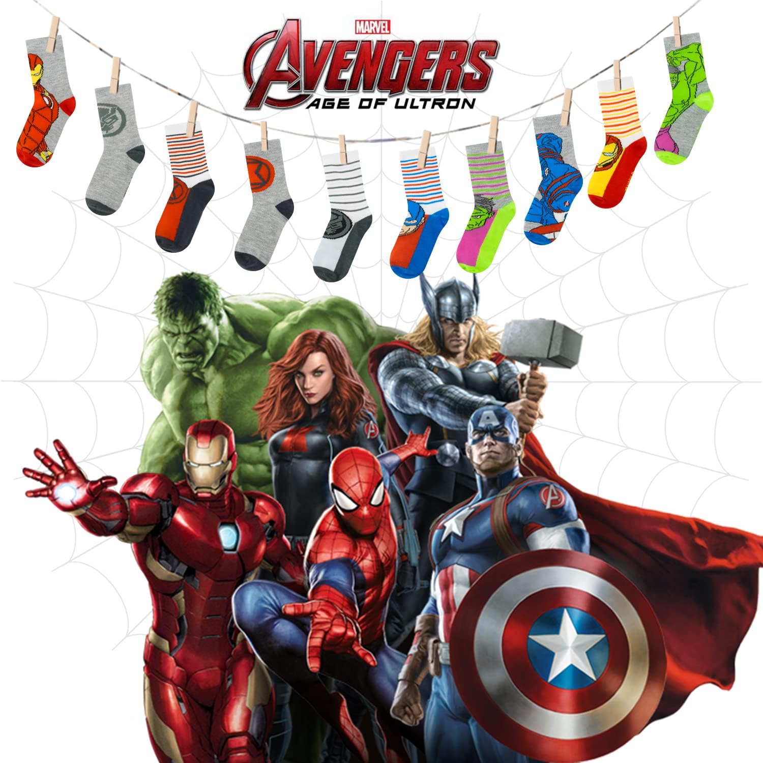 Marvel Superheros Boys Socks 10-Piece Set for Kids