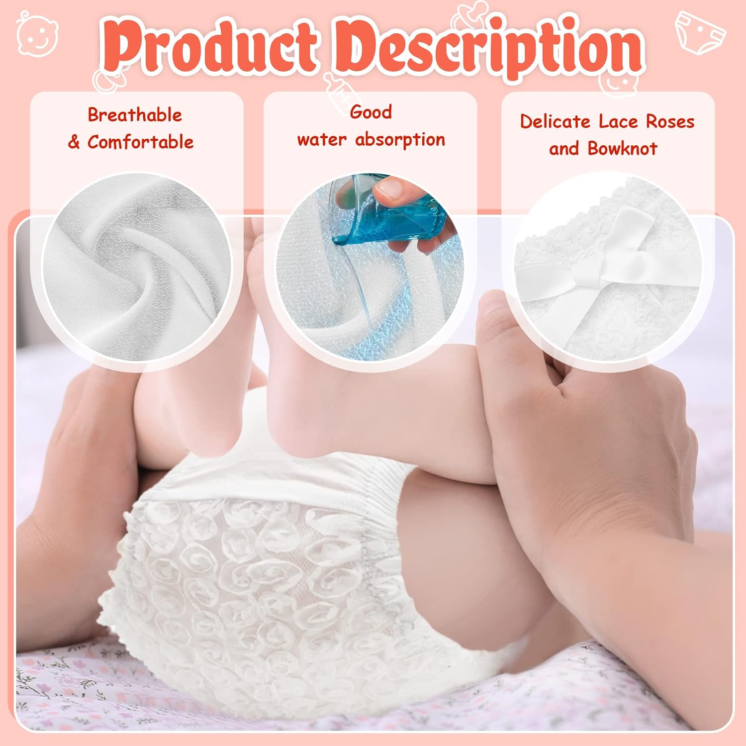 Eurzom 3-Piece Baby Bloomers Cute comfy for Toddler Girls