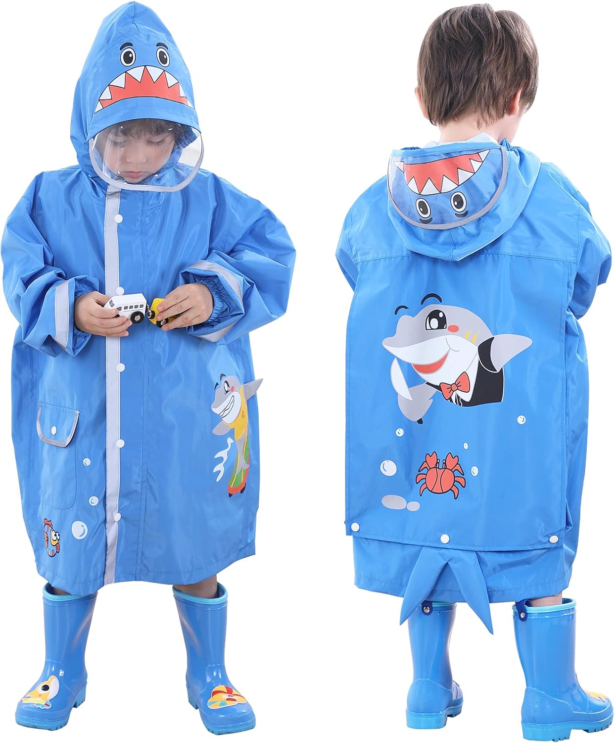 Hovkib Kids Eco-Friendly Waterproof Raincoat for Toddler Girls Boys