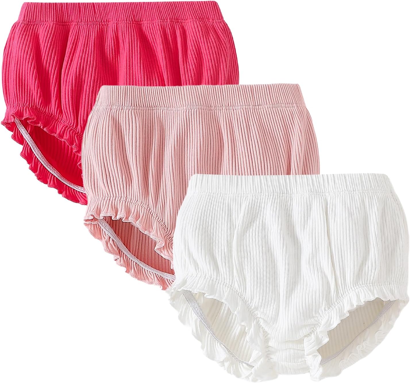 SOBOWO 3-Pack Baby Ruffle Shorts