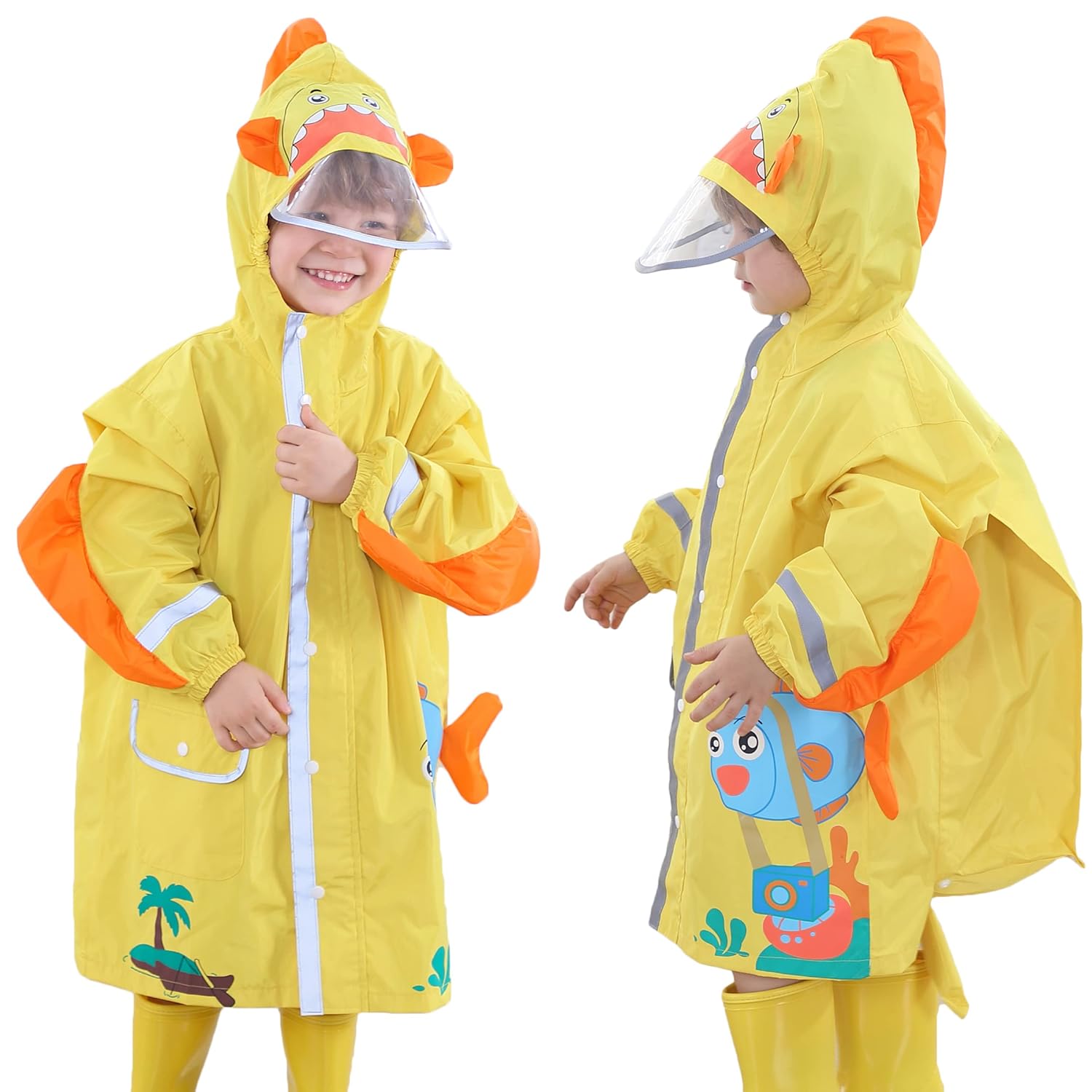 Fewlby Toddler Rain Jacket Cartoon Print