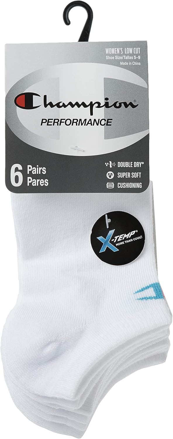 Champion Womens No-Show Socks Athletic Cushioned Socks 6-Pair Pack