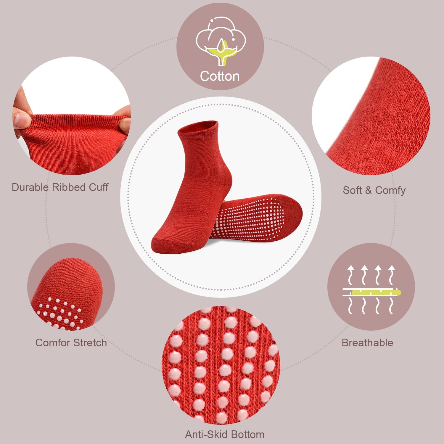 SkiBeaut Anti-Slip Crew Socks for Toddlers Girls