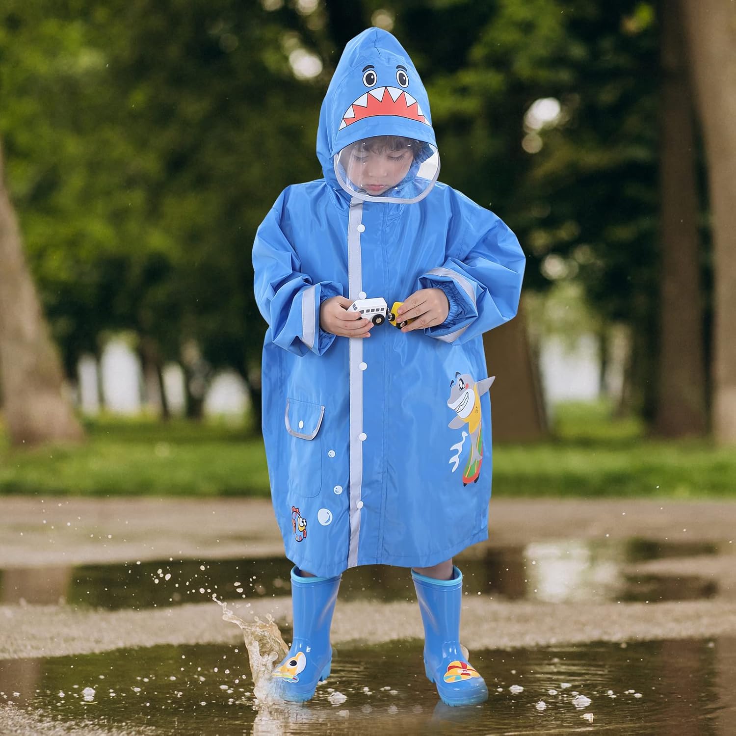 Hovkib Kids Eco-Friendly Waterproof Raincoat for Toddler Girls Boys