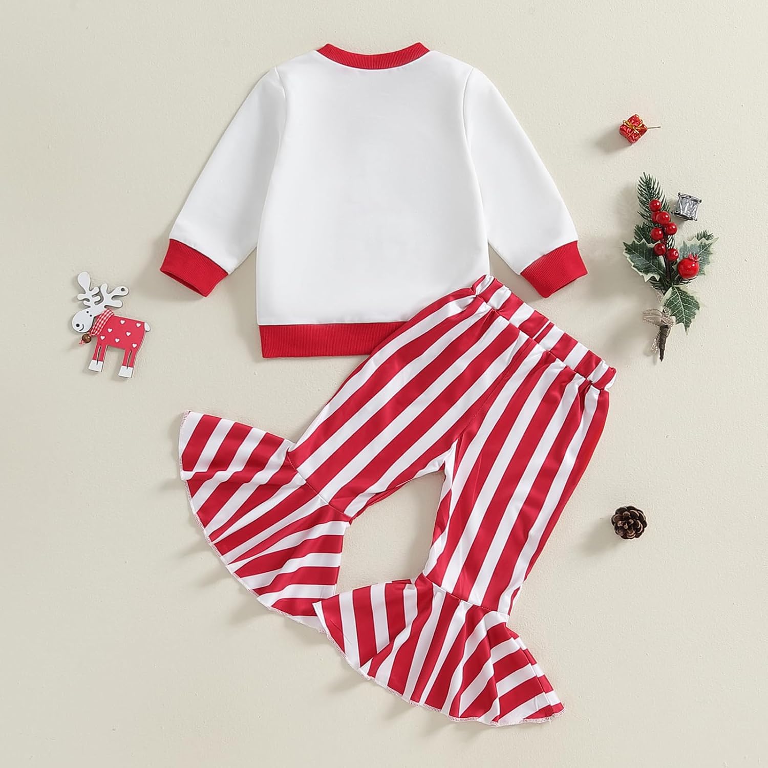 festive Baby Girl Outfit for Christmas floral sweatshirt stretch pants