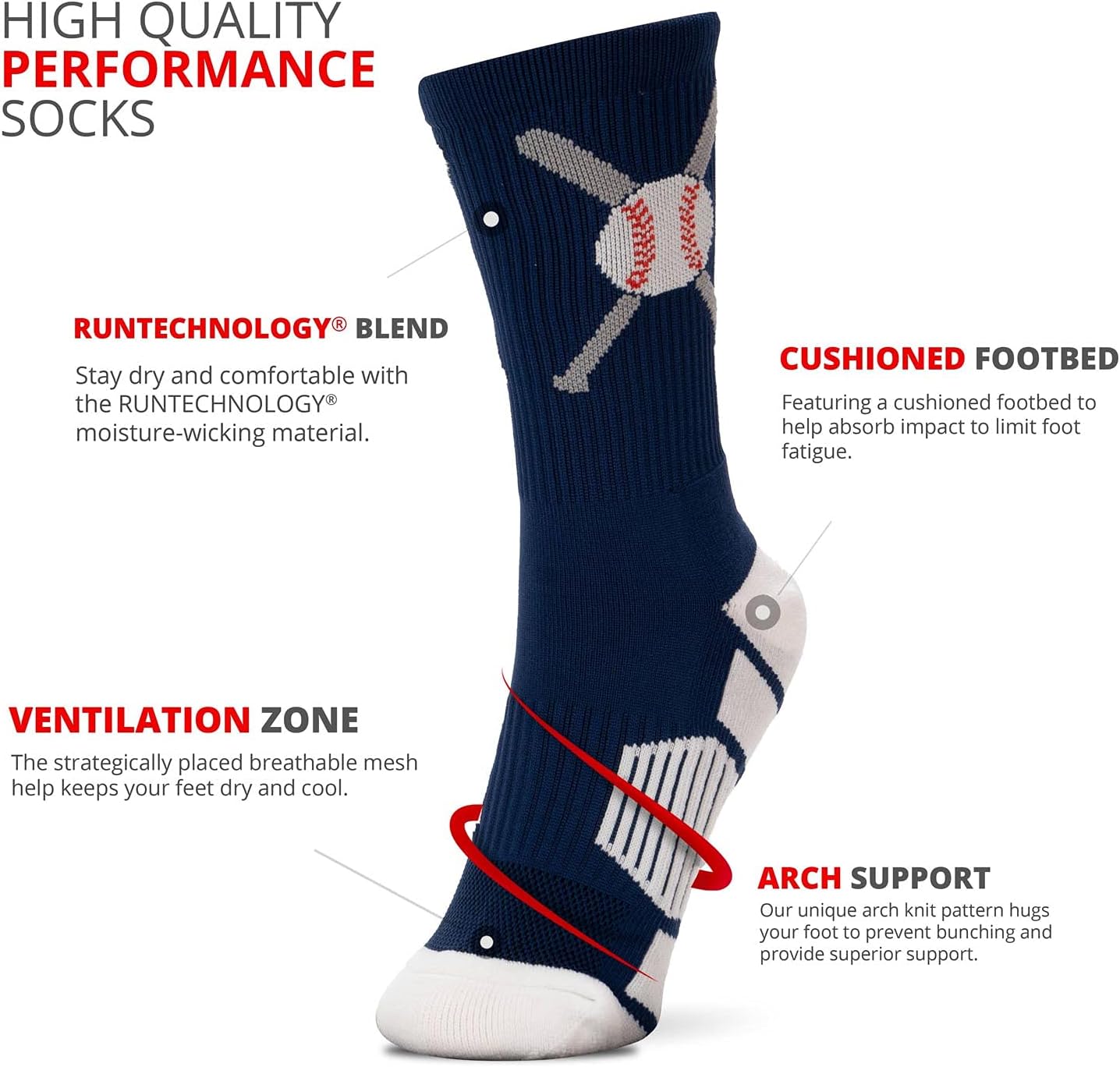 ChalkTalkSPORTS Baseball Mid-Calf Socks for Youth Adults
