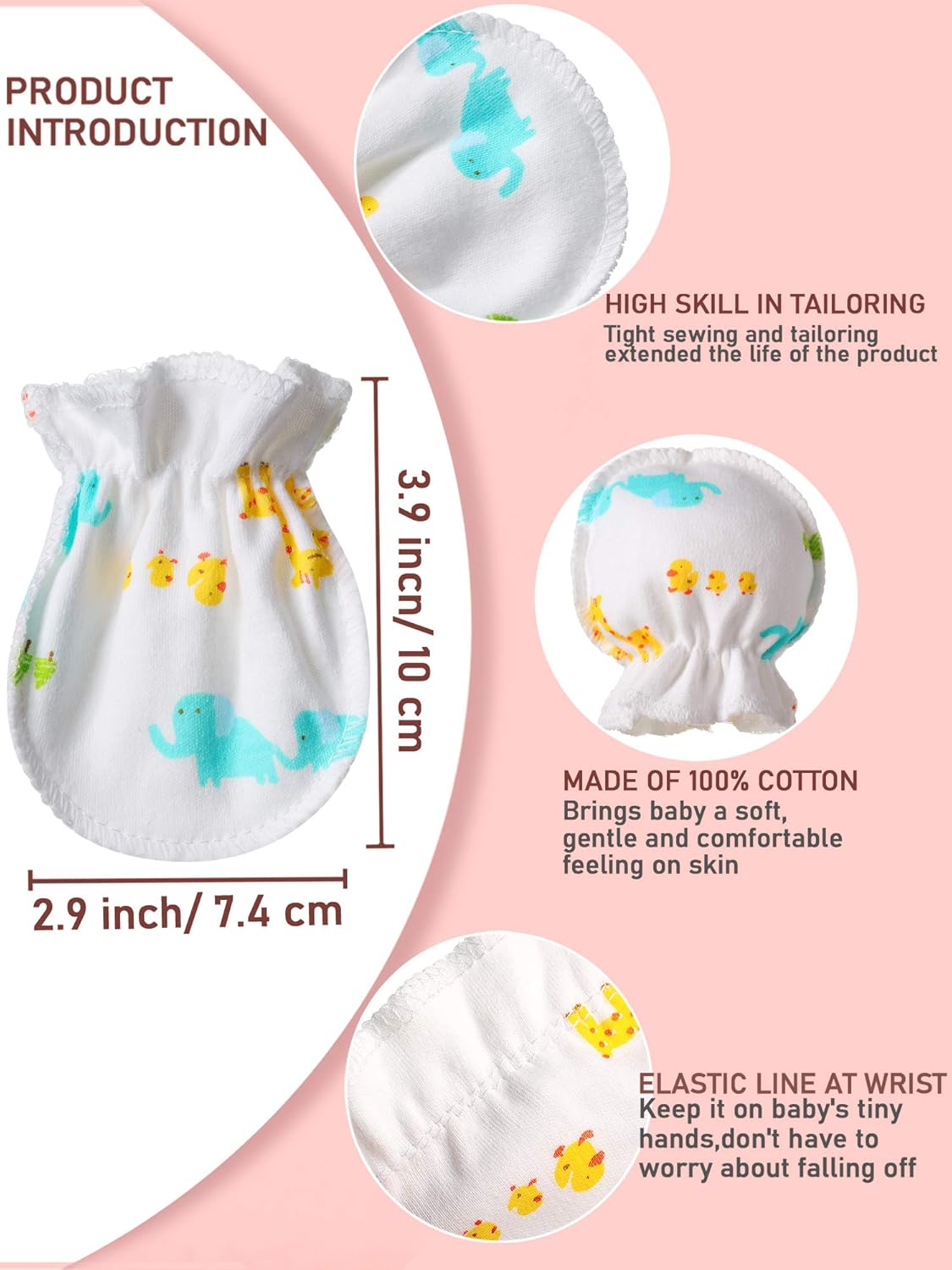 Syhood Baby Mittens 0-6 Months 17 Pairs Cartoon Design