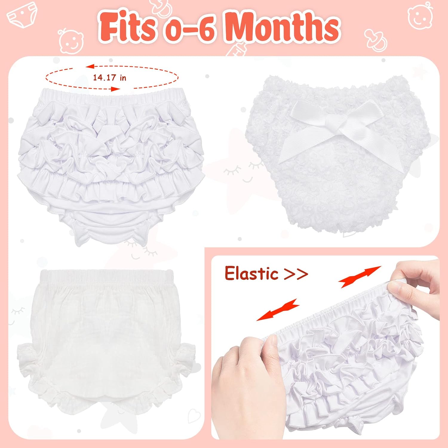Eurzom 3-Piece Baby Bloomers Cute comfy for Toddler Girls