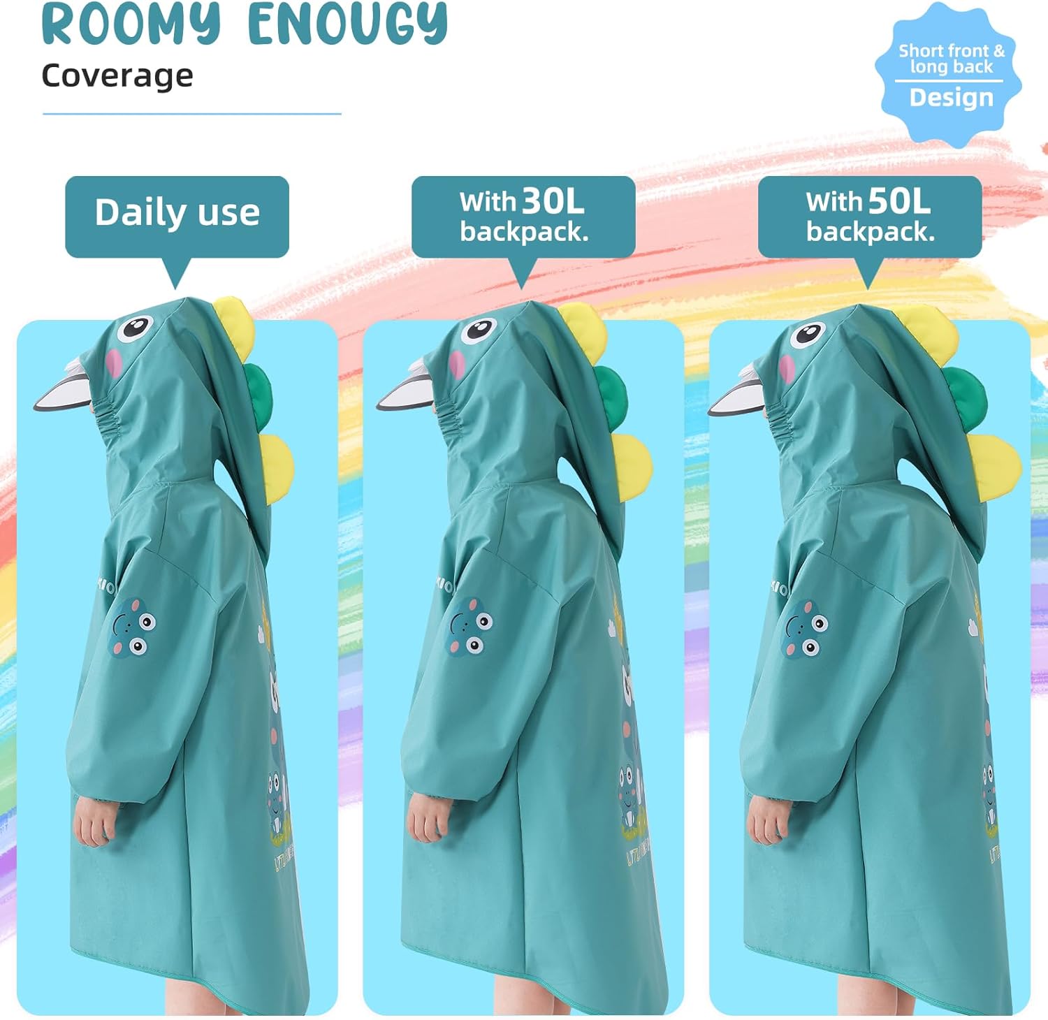 Durable Waterproof Rain Poncho for Kids